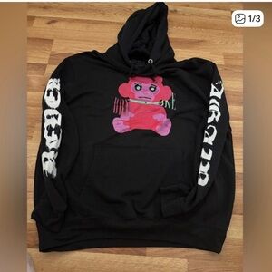 New!Black Hoodie with Pink Graphic